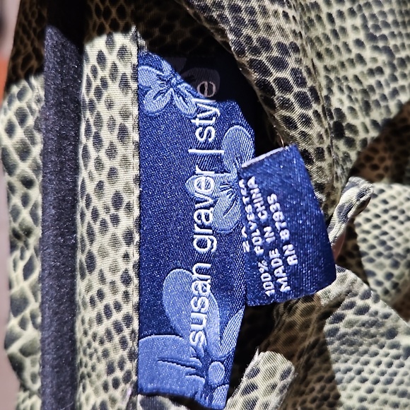 Susan Graver Style Multicolor Snakeskin Print Button Up Long Sleeve Top Shirt - Picture 3 of 3